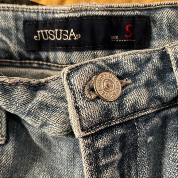 JUST USA Distressed Denim Jean CUTOFF SHORTS Size Small - Picture 9 of 10